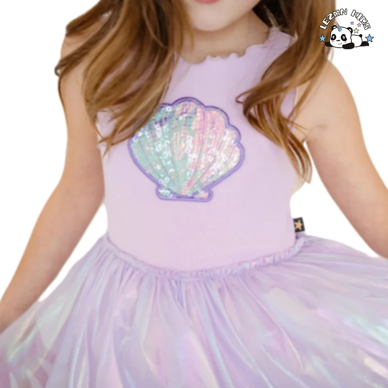 LEZONKIDS - Girls Summer Sleeveless Metallic Tulle Dress Girls Tulle Dress
